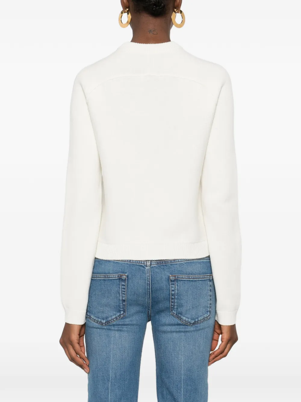 Gucci Wool Cashmere Cardigan with Horsebit in White, view 4
