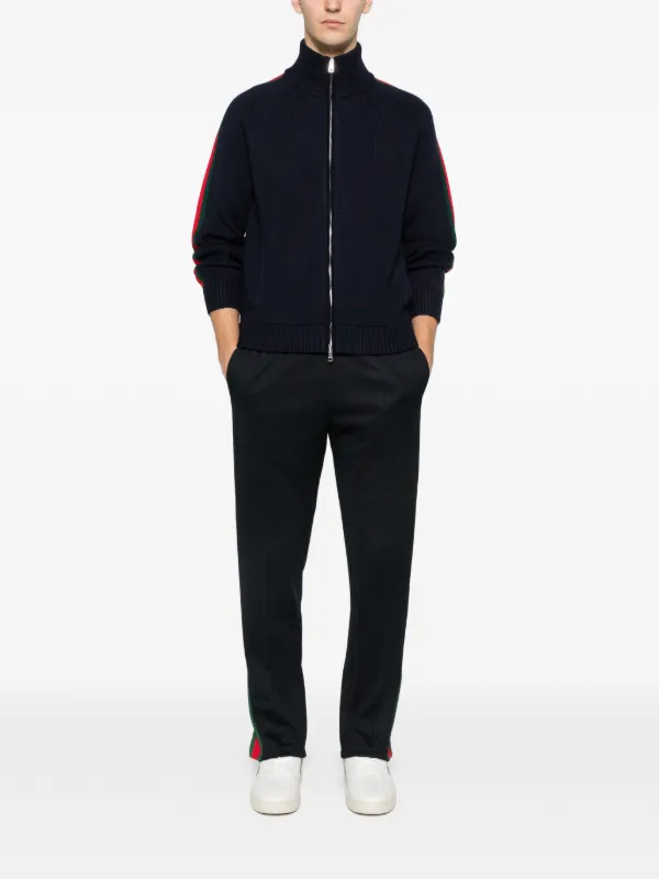 Gucci Woven Stitch Knit Wool Zip Jacket | Blue | FARFETCH