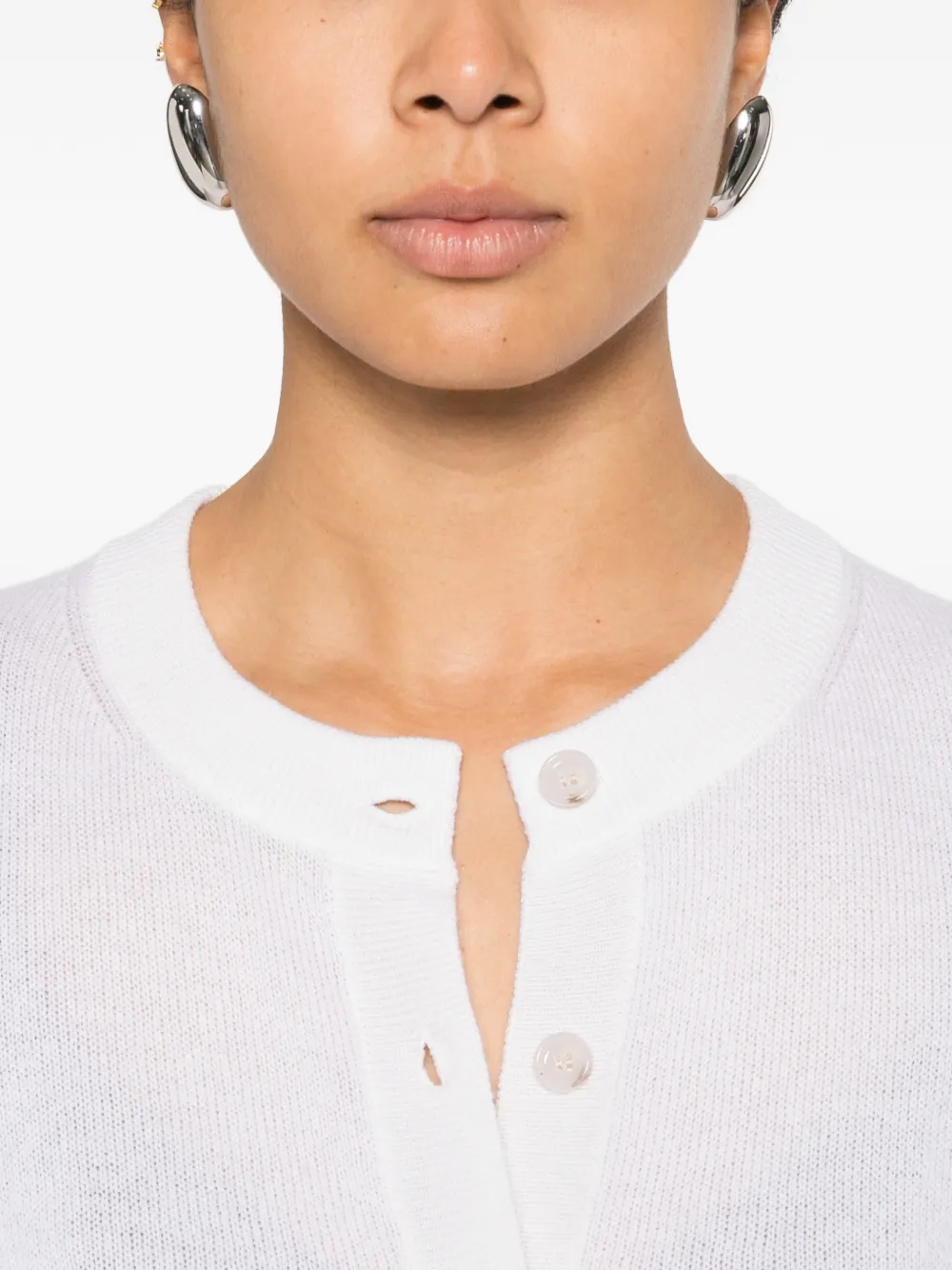 Allude Vest met knoopsluiting en korte mouwen Wit