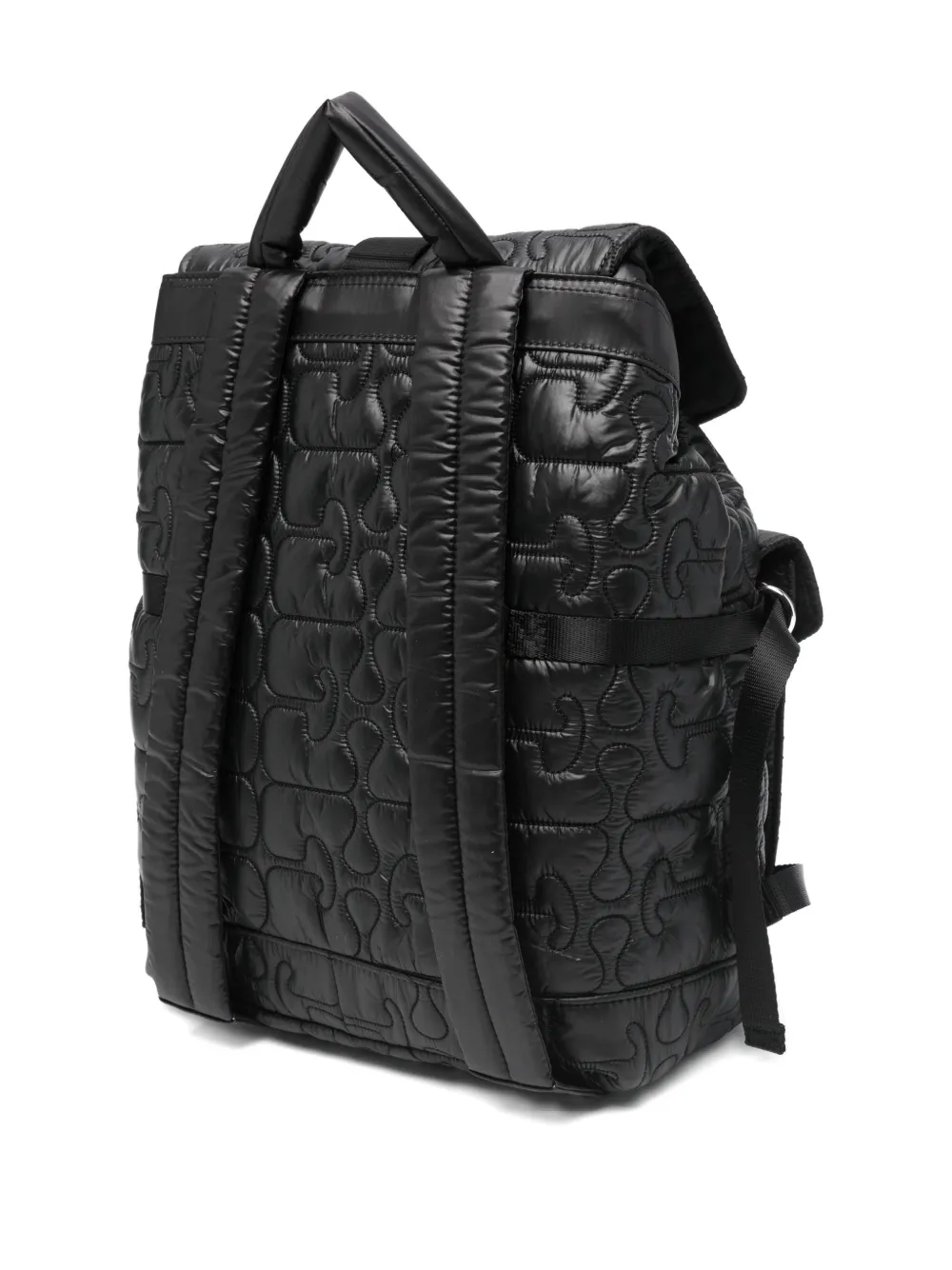  Ganni Quilted Buckle Backpack - Black 