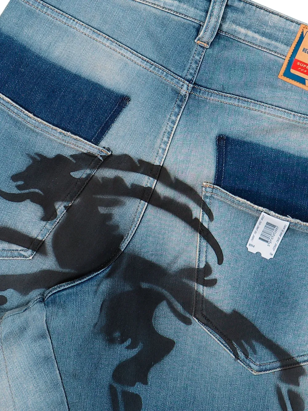 PROTOTYPES Jeans met grafische print Blauw
