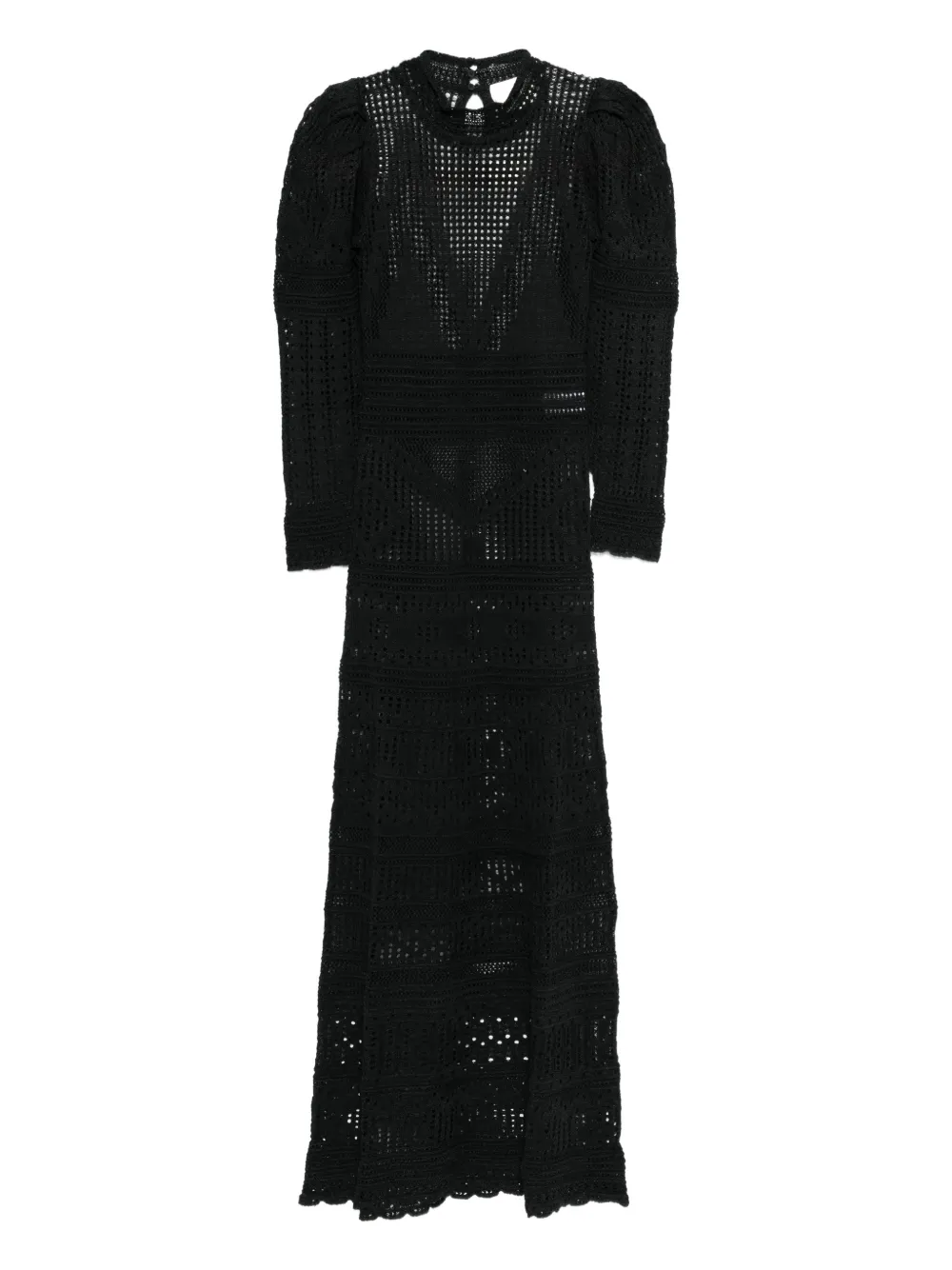 ISABEL MARANT puff-sleeve crochet dress - Nero