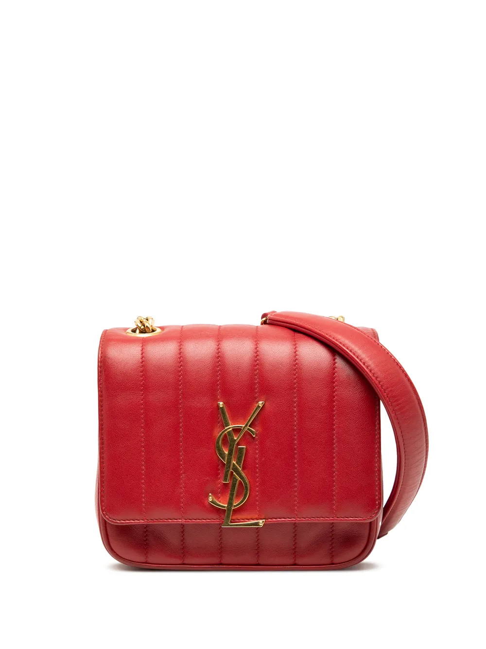 Saint Laurent Pre-Owned 2018 Small Lambskin Monogram Vicky Chain Bag crossbody bag | Red | Image 1