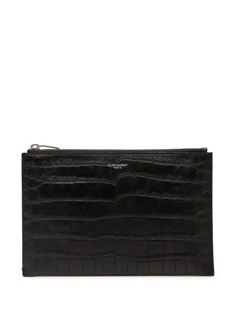 Saint Laurent Pre-Owned 2016 Crocodile Embossed Leather Zipped Tablet Holder clutch bag