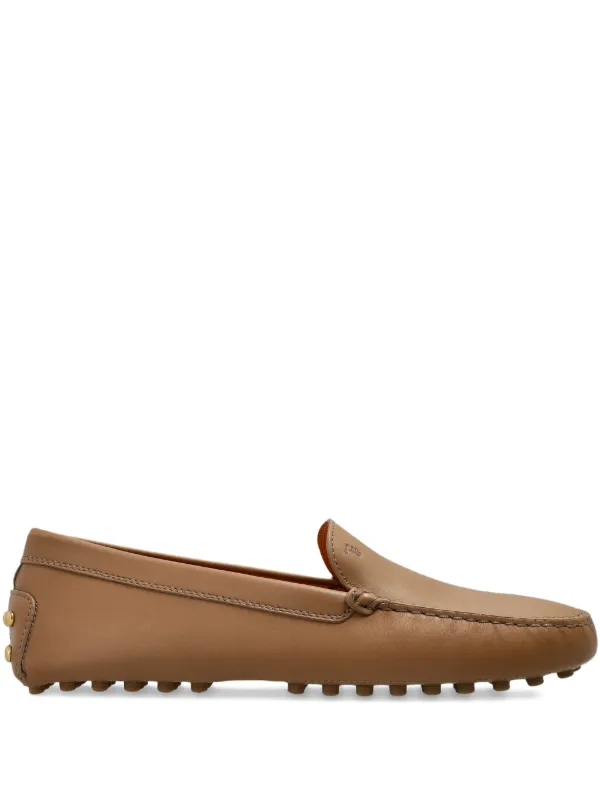 Tod's Metal Dots Gommino Loafers in Leather in Neutrals