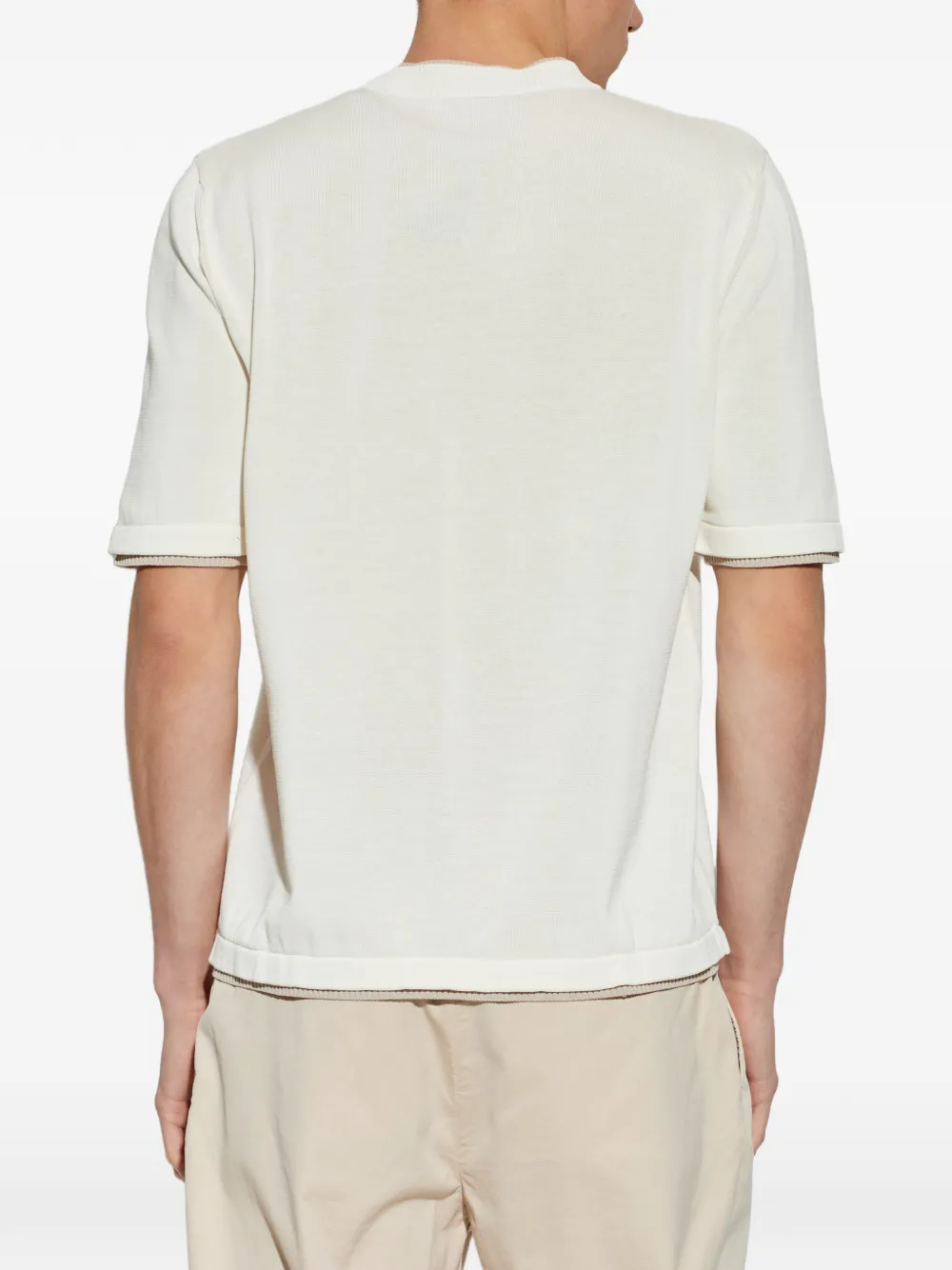 Eleventy T-shirt met geribbelde afwerking Beige
