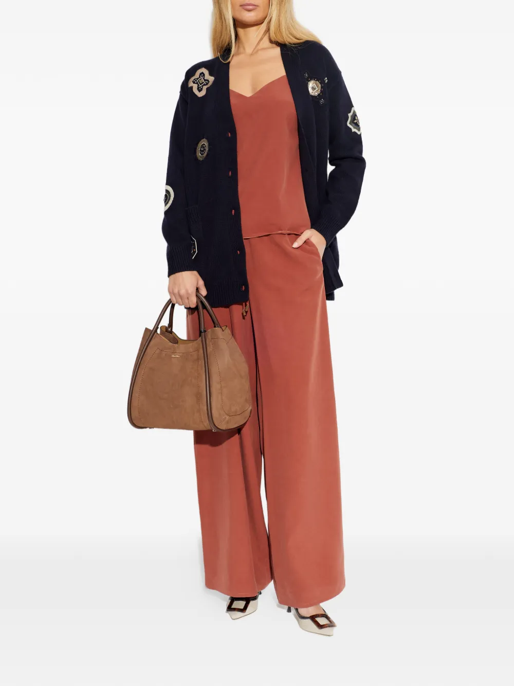 Max Mara Top met V-hals Bruin