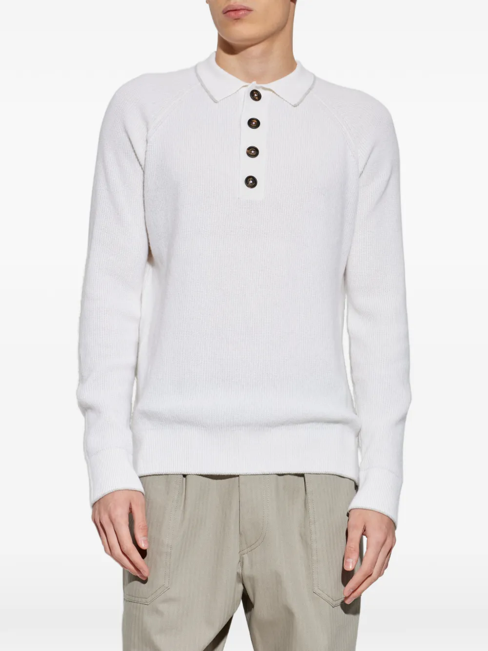  Eleventy Long-sleeve Polo Shirt - White 