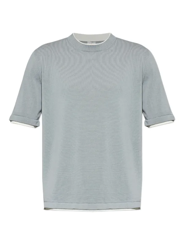 Eleventy Ribbed-knit T-shirt in Grey