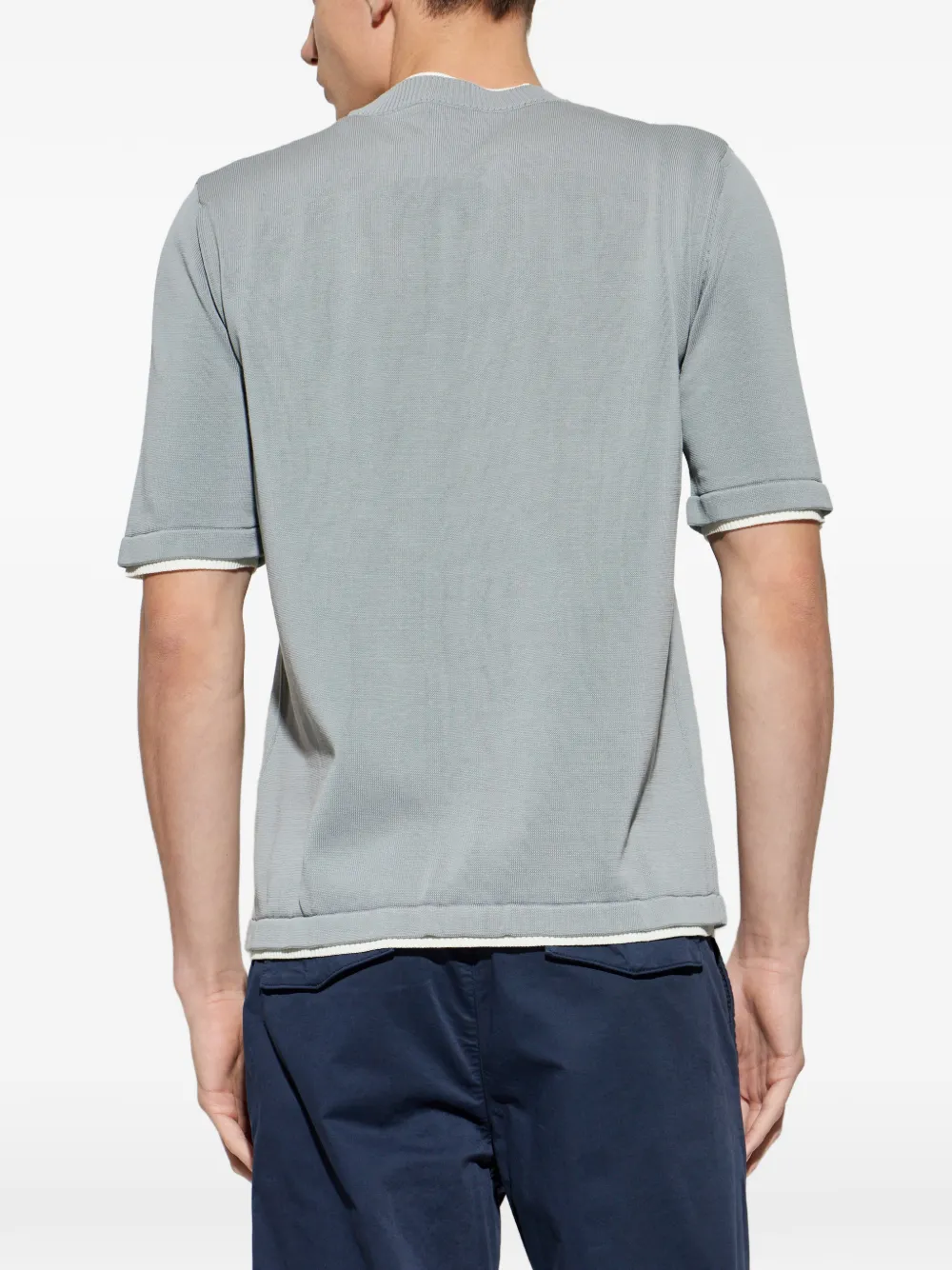 Eleventy Ribgebreid T-shirt Grijs