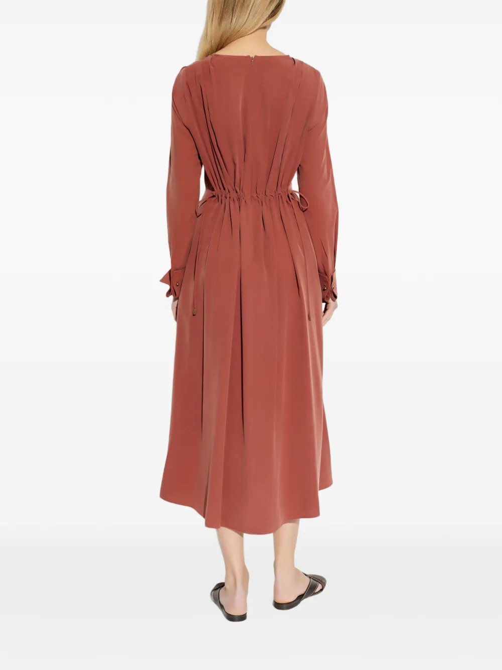 Max Mara Gestrikte midi-jurk met V-hals Bruin