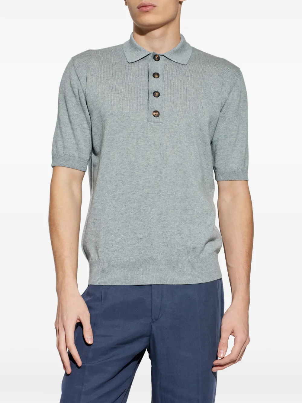 Eleventy Buttoned Polo Shirt - Grey 