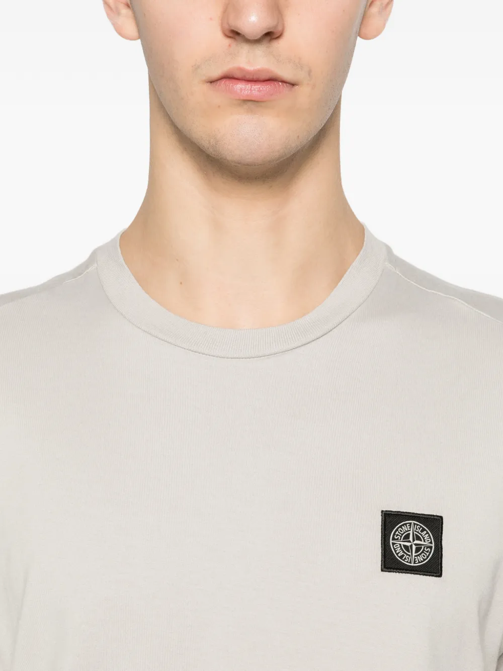Stone Island T-shirt met logopatch Beige