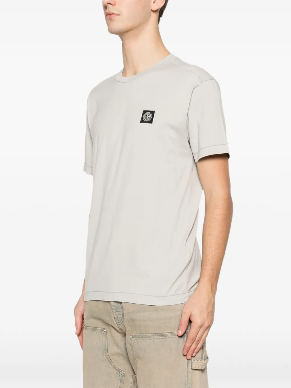 Stone Island T-shirt met logopatch Beige