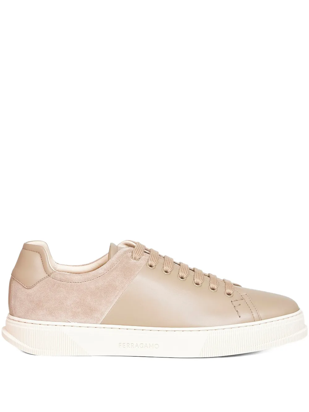 Ferragamo lace-up panelled trainers - Nude