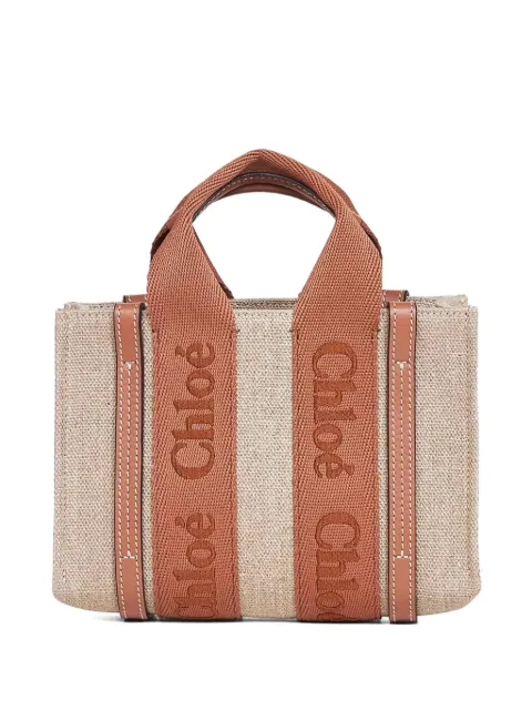 Chloé Woody logo embroidery double handle tote bag