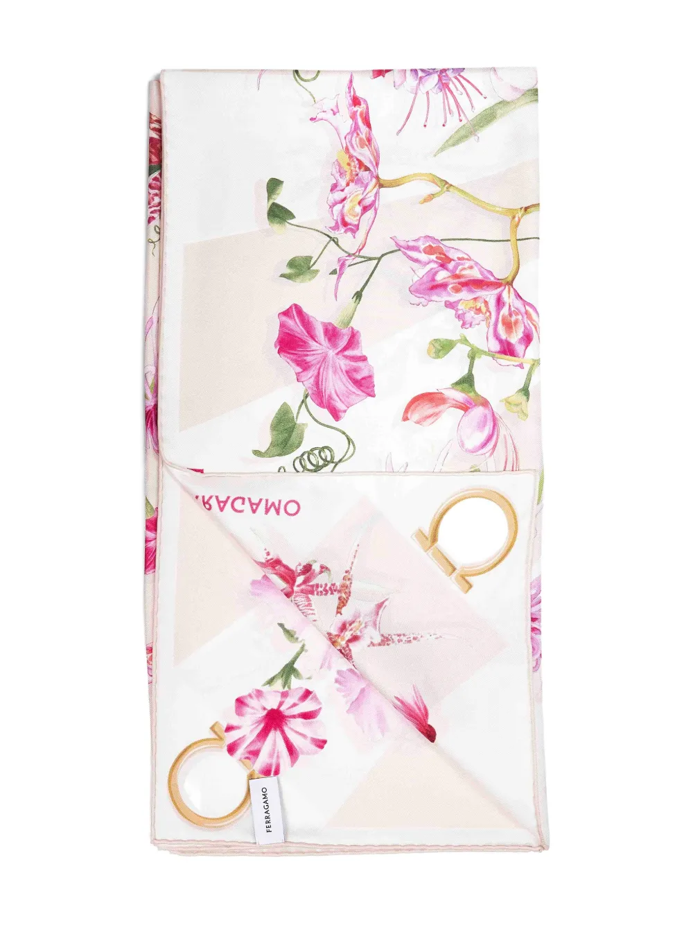 Ferragamo jacquard gancini floral scarf - Weiß