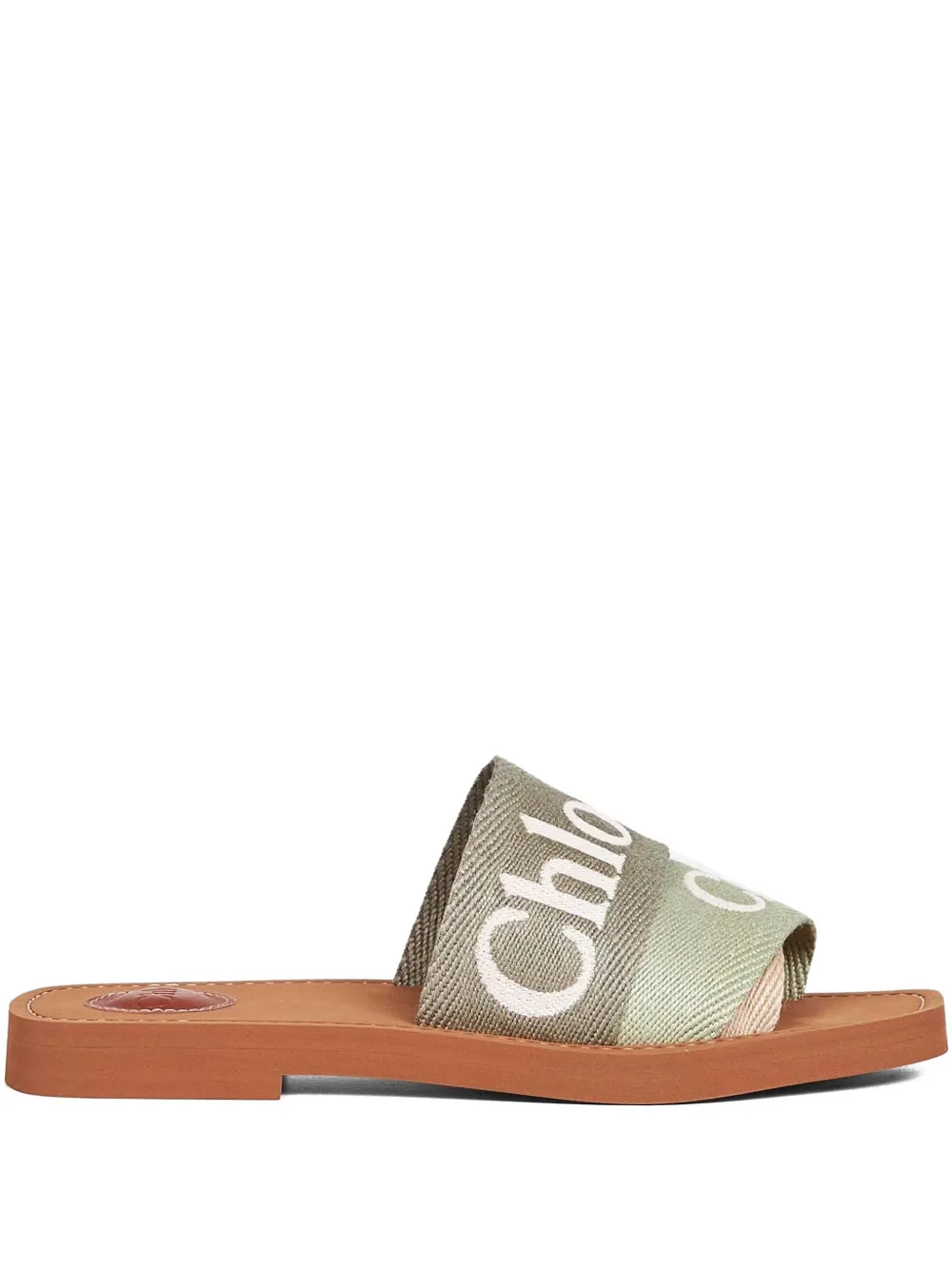 Chloé logo embroidery ribbon sandals Groen