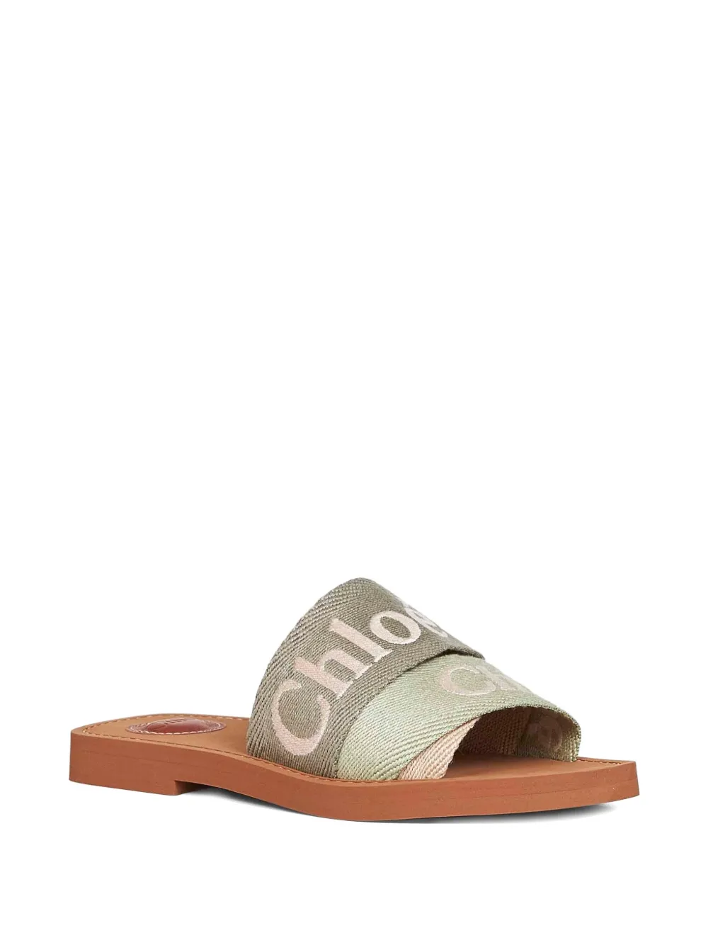 Chloé logo embroidery ribbon sandals Groen