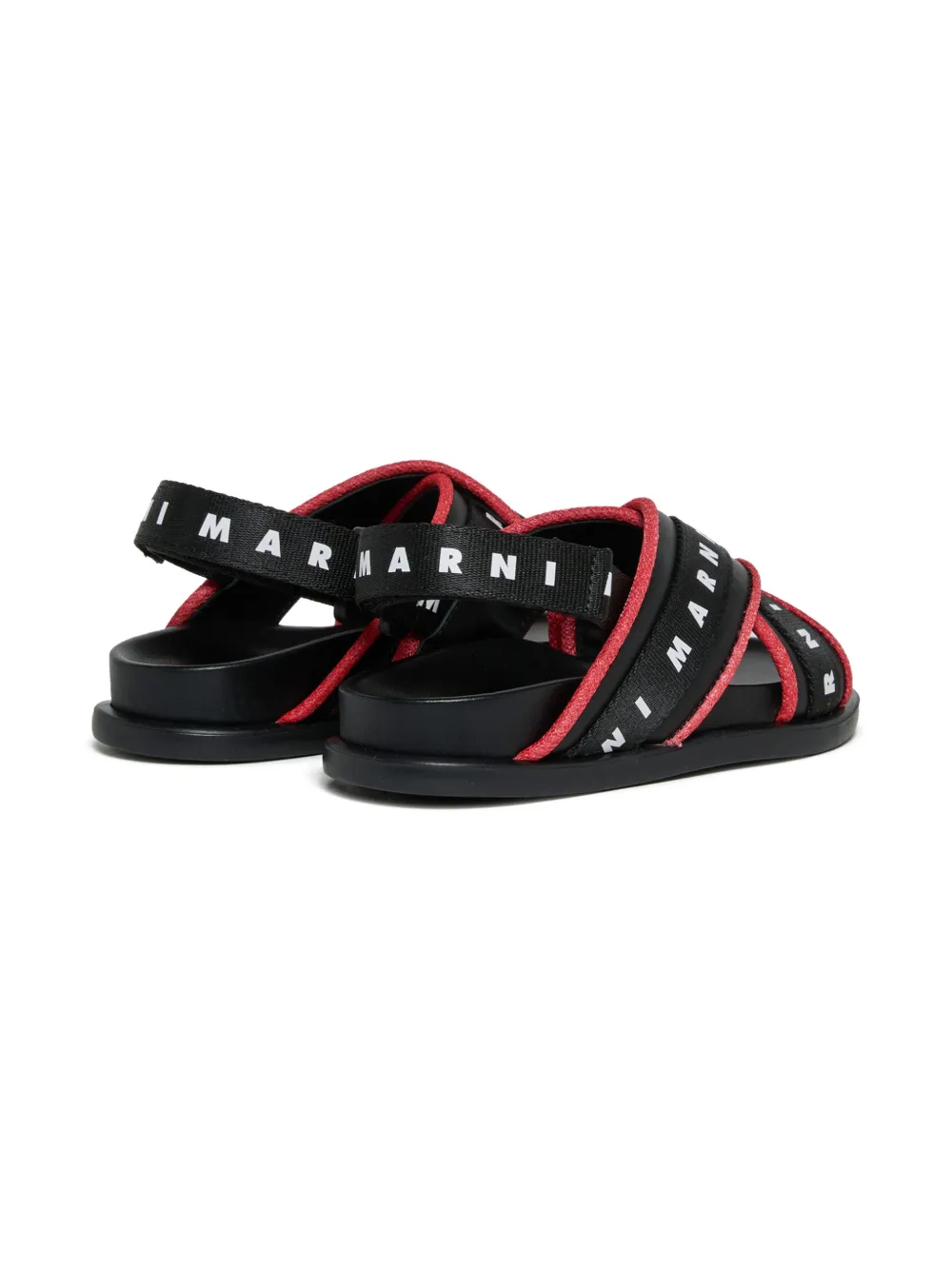 Marni Kids Sandalen met gekruiste bandjes en logo Zwart