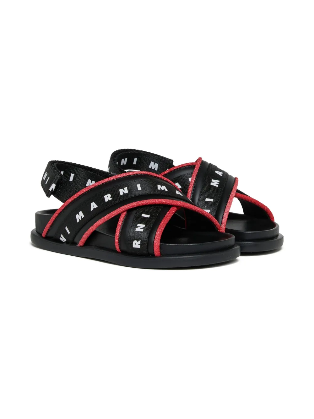Marni Kids cross-strap logo sandals - Nero