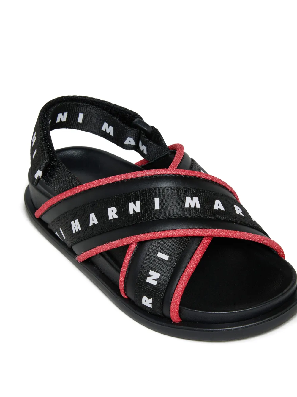 Marni Kids Sandalen met gekruiste bandjes en logo Zwart
