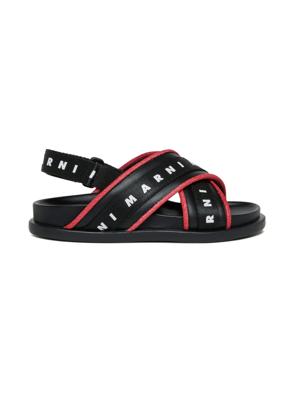 Marni Kids Sandalen met gekruiste bandjes en logo Zwart