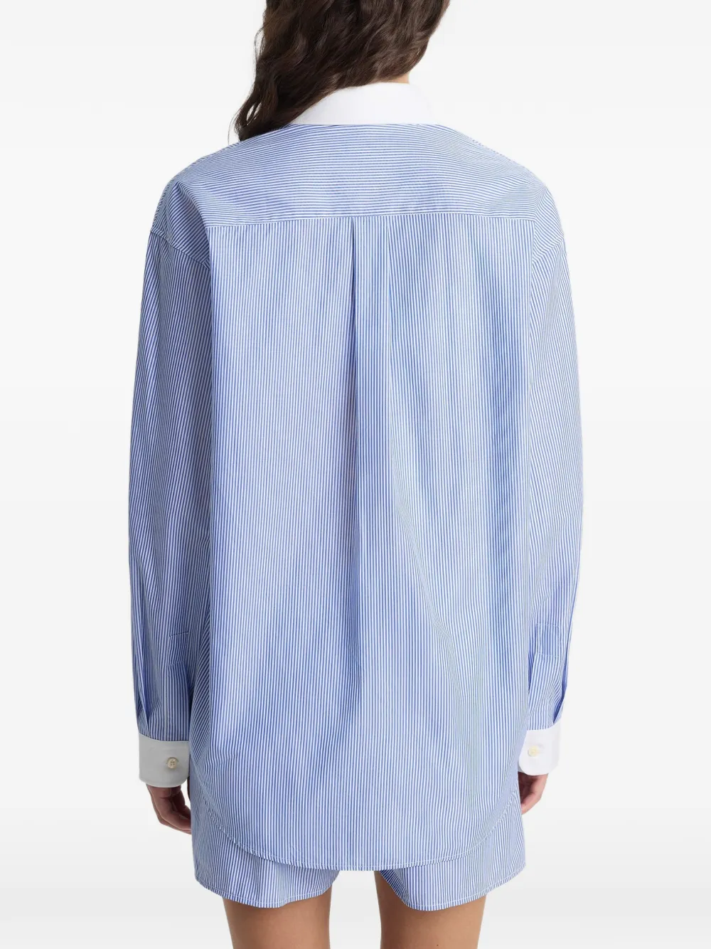 Sporty & Rich Shirt met gestreepte kraag Blauw