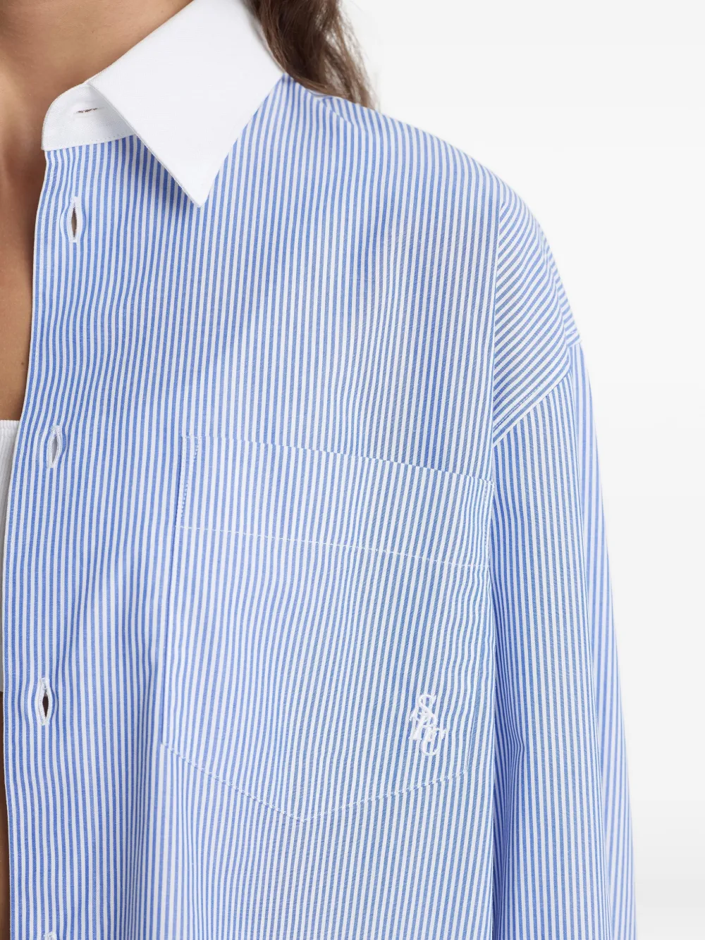 Sporty & Rich Shirt met gestreepte kraag Blauw