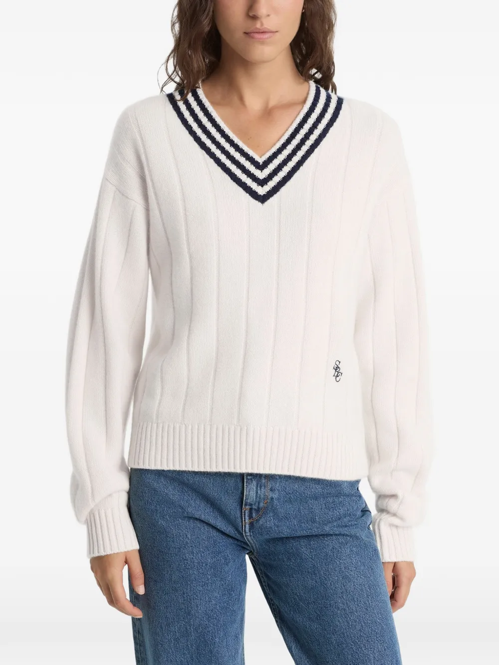 Sporty & Rich Gestreepte trui Beige