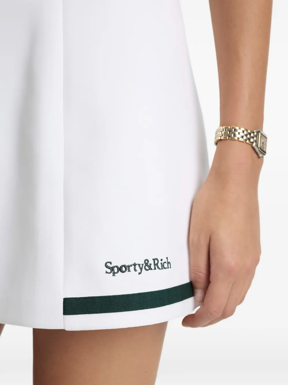 Sporty & Rich Mila gestreepte mini-plooirok Wit