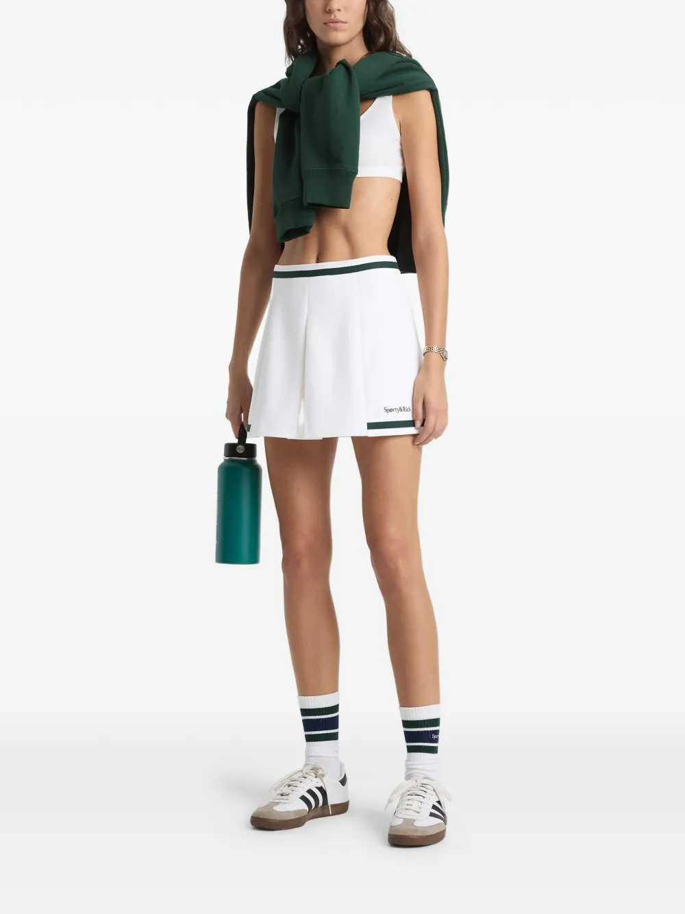 Sporty & Rich Mila striped pleated mini skirt - Wit