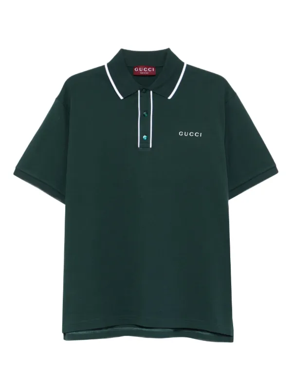 Gucci Camisa Polo Com Logo Bordado | Verde | FARFETCH BR
