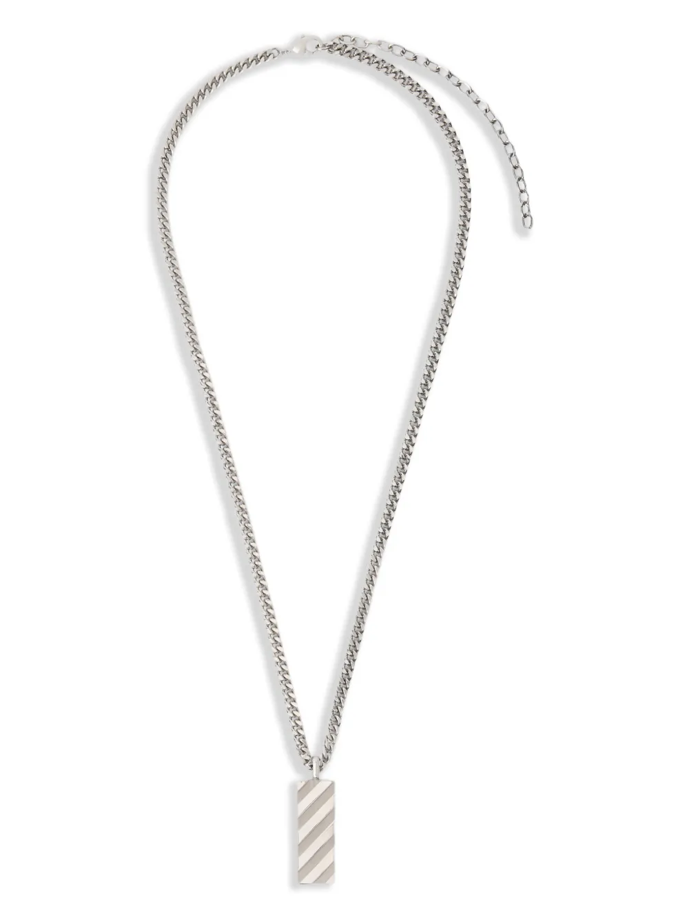 Off-White diagonal striped-pendant necklace - Silber