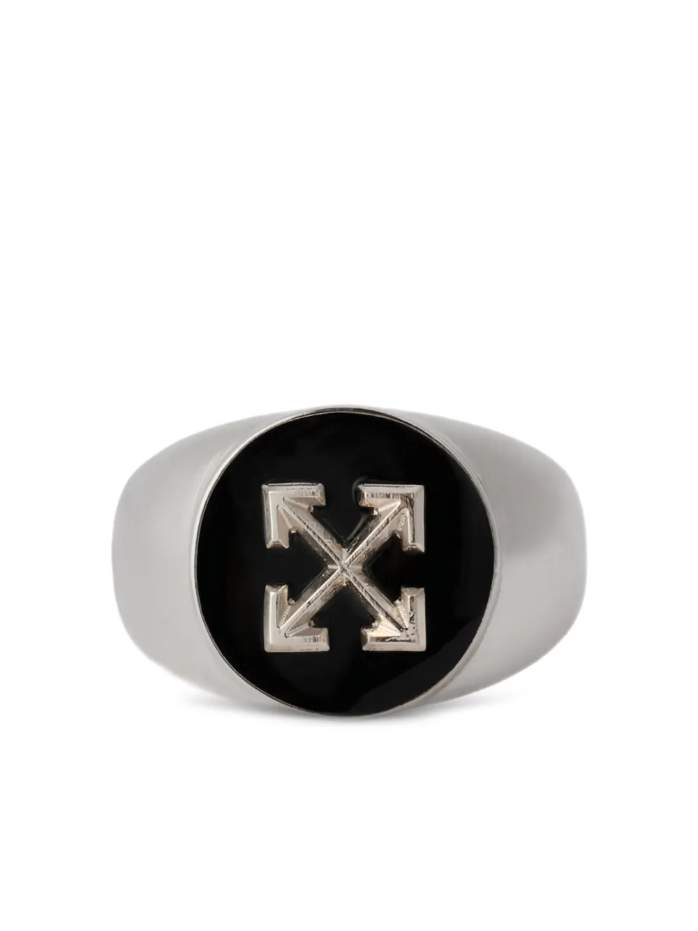 Off-White round Arrow signet ring - Silber