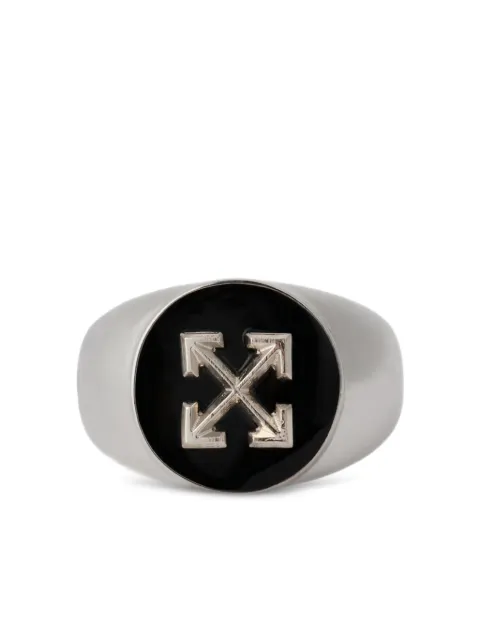 Off-White round Arrow signet ring