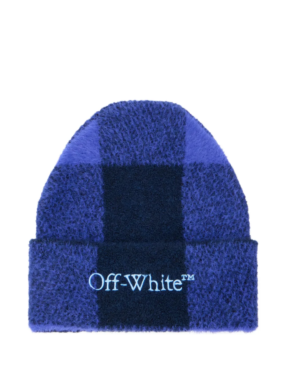 Off-White Bookish plaid logo beanie - Blu