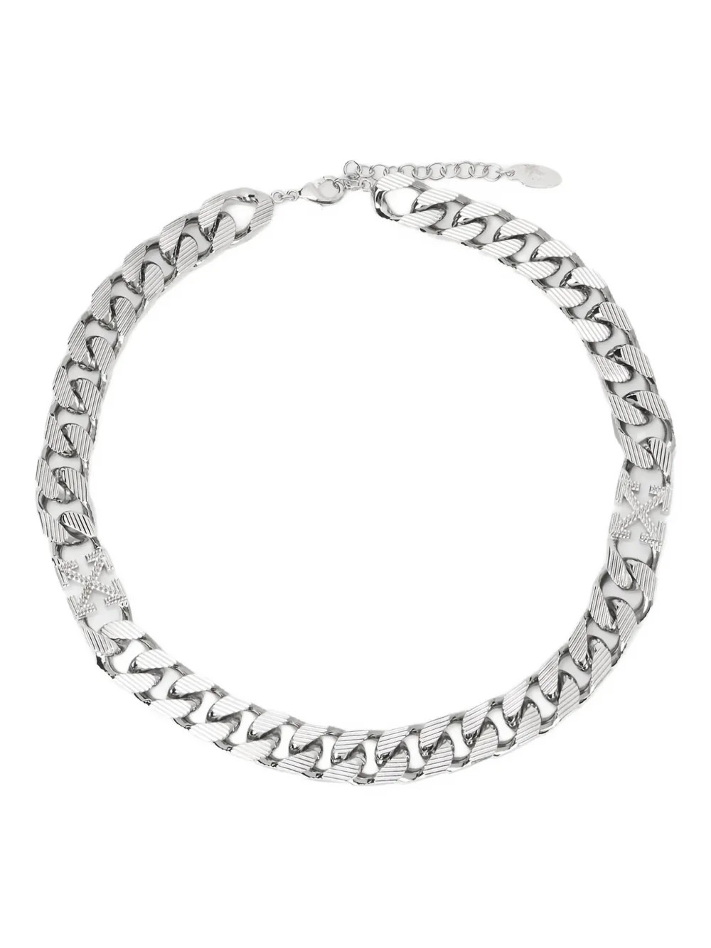Off-White arrow textured chain necklace - Argento