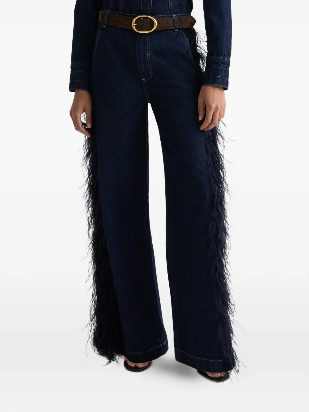 TWP Mott St. feather-embellished jeans - Blu