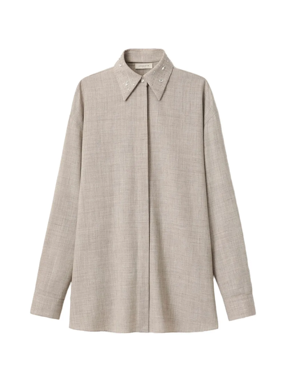 Lafayette 148 crystal-collar shirt - Neutrals