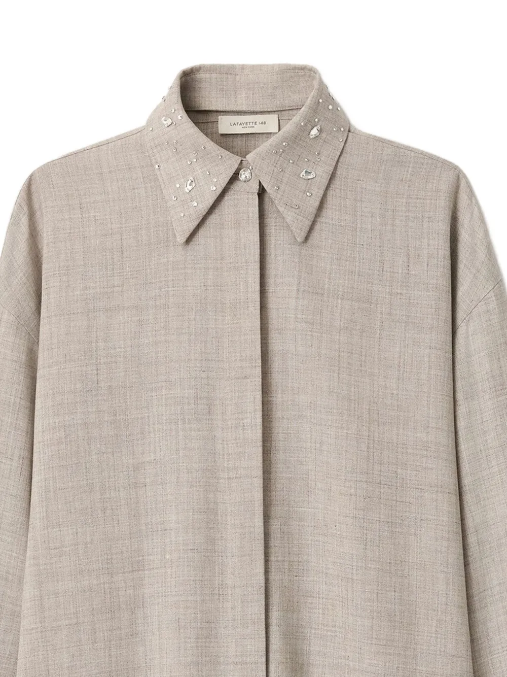  Lafayette 148 Crystal-collar Shirt - Neutrals 