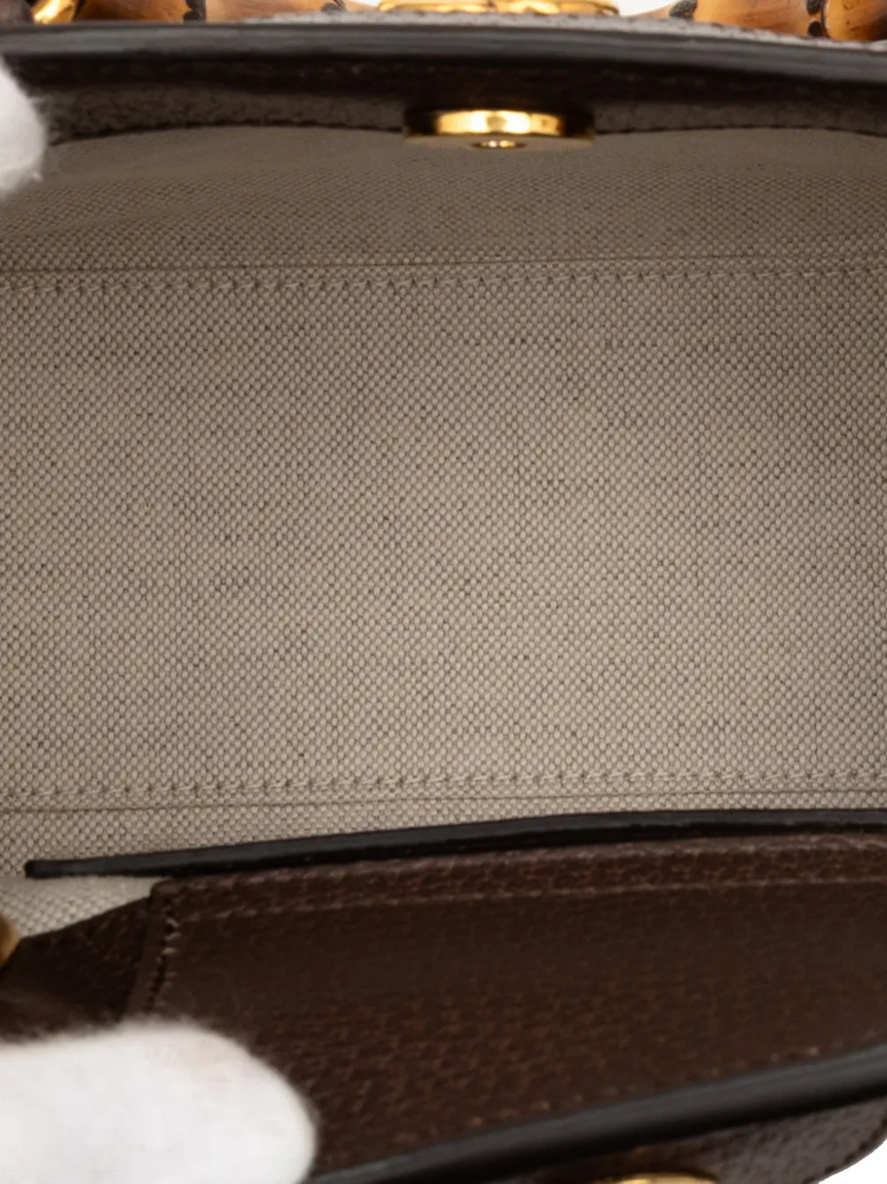 Pre-owned Gucci 2016-2025 Mini Jumbo Gg Canvas Bamboo Diana Satchel In Brown
