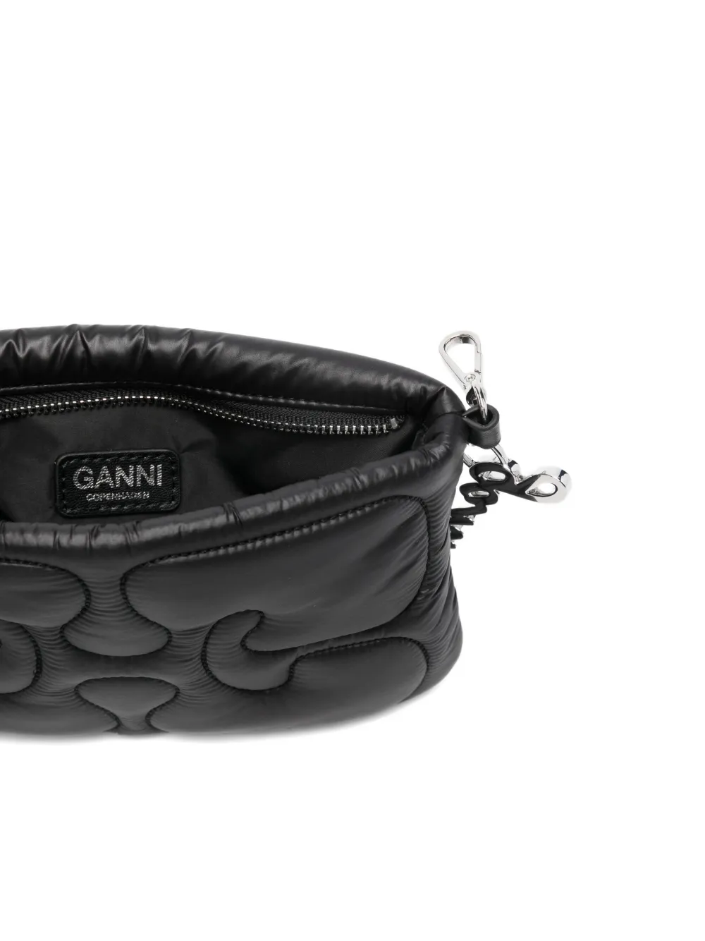  Ganni Quilted Chain Purse - Black 