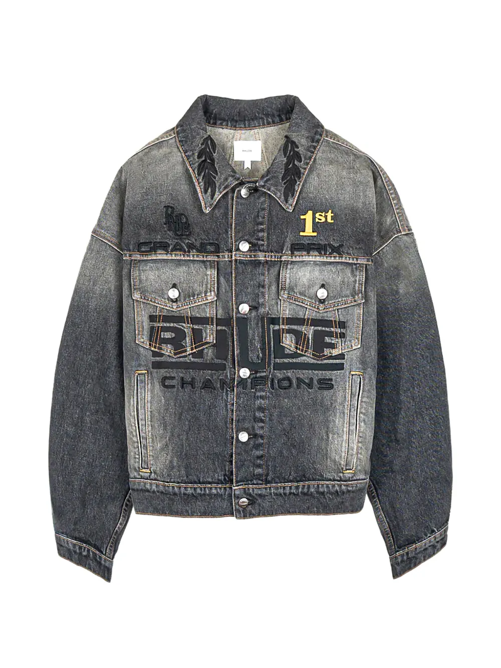 RHUDE tire denim trucker jacket - Grigio