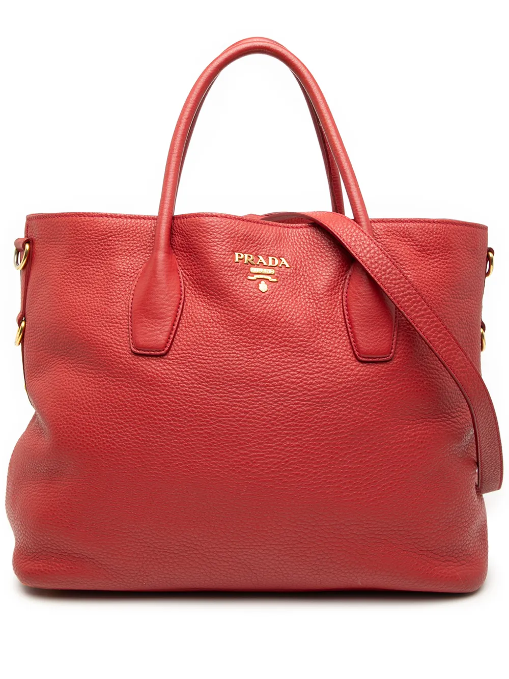 Prada Pre-Owned 2000-2025 Vitello Daino Open Convertible Tote satchel | Red | Image 1