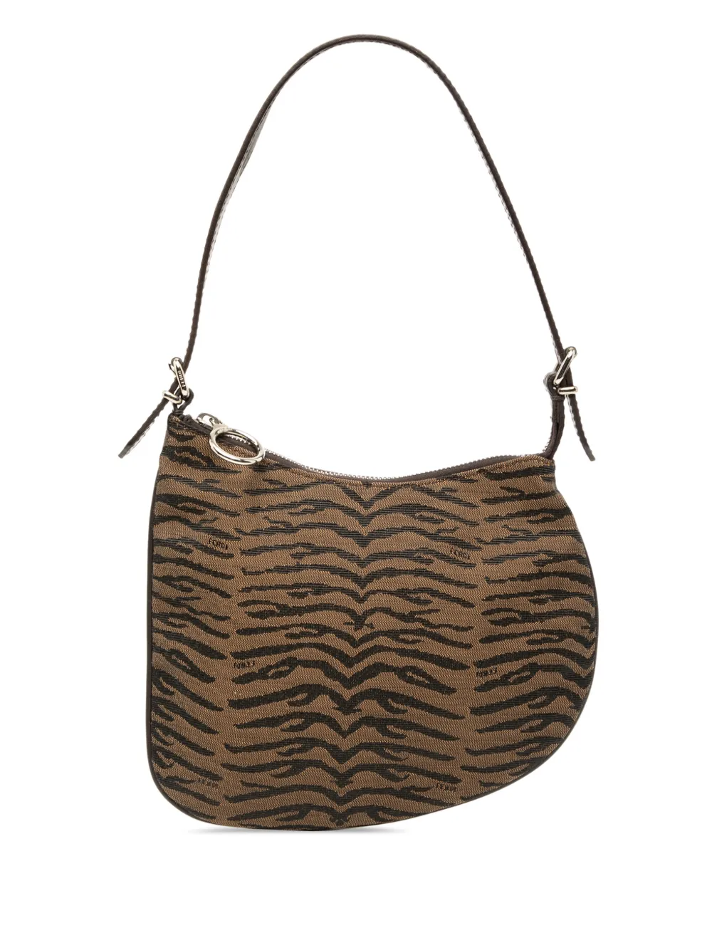 Fendi Pre-Owned 2000-2010 Small Zebra Print Canvas Oyster hobo bag | Brown | Image 1