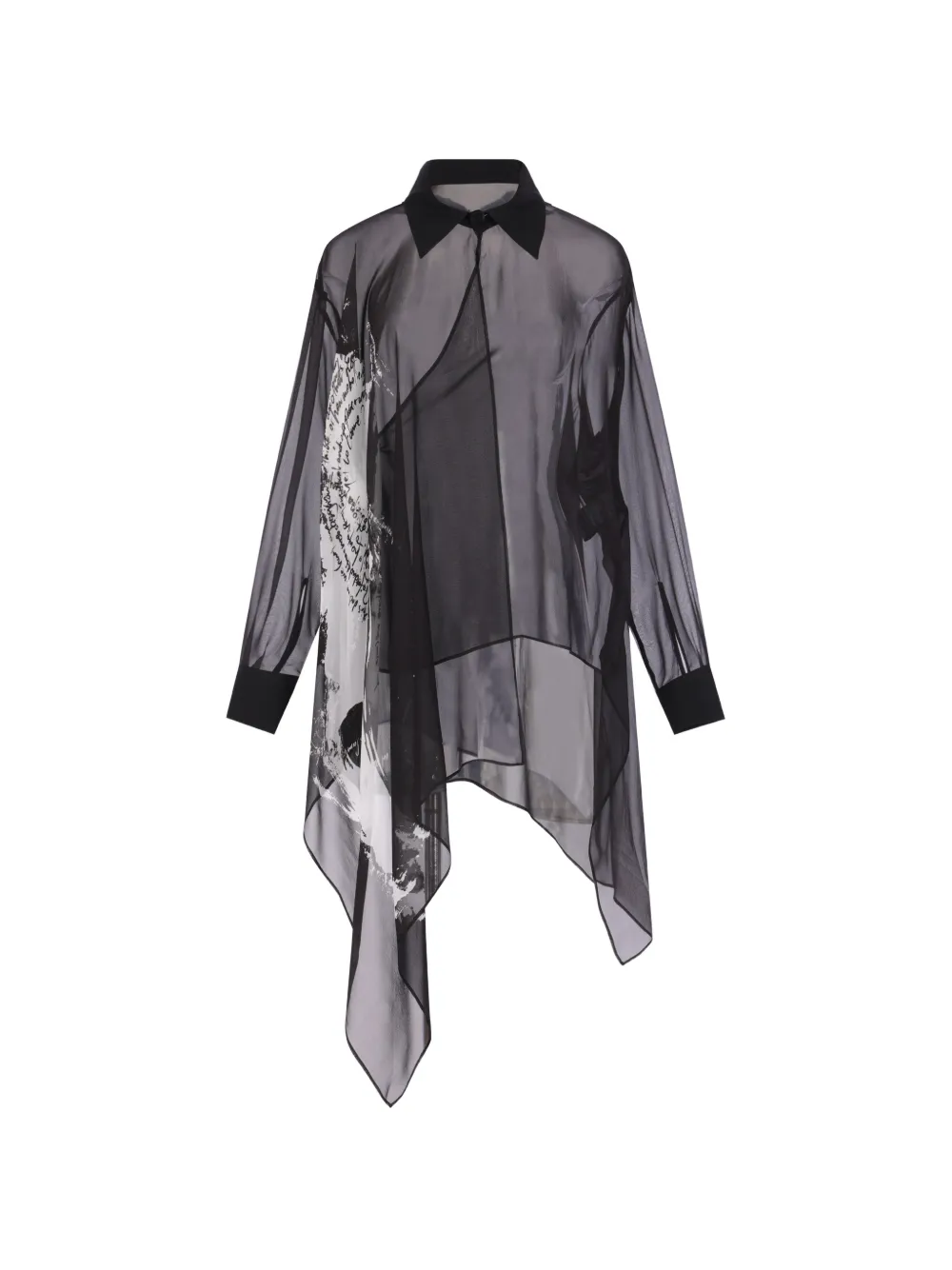 Yohji Yamamoto asymmetric printed shirt - Black