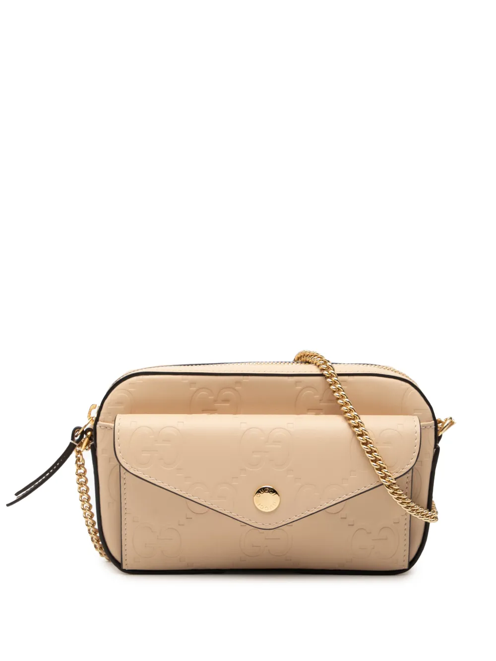 Gucci Pre-Owned 2016-2025 Super Mini GG Debossed Calf Chain Wallet crossbody bag - Marrone