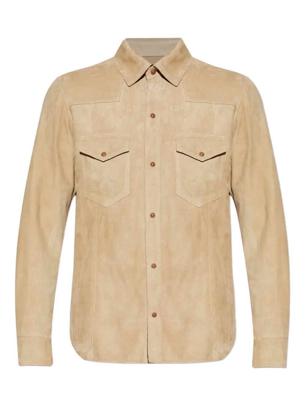 Eleventy flap-pocket suede shirt - Nude