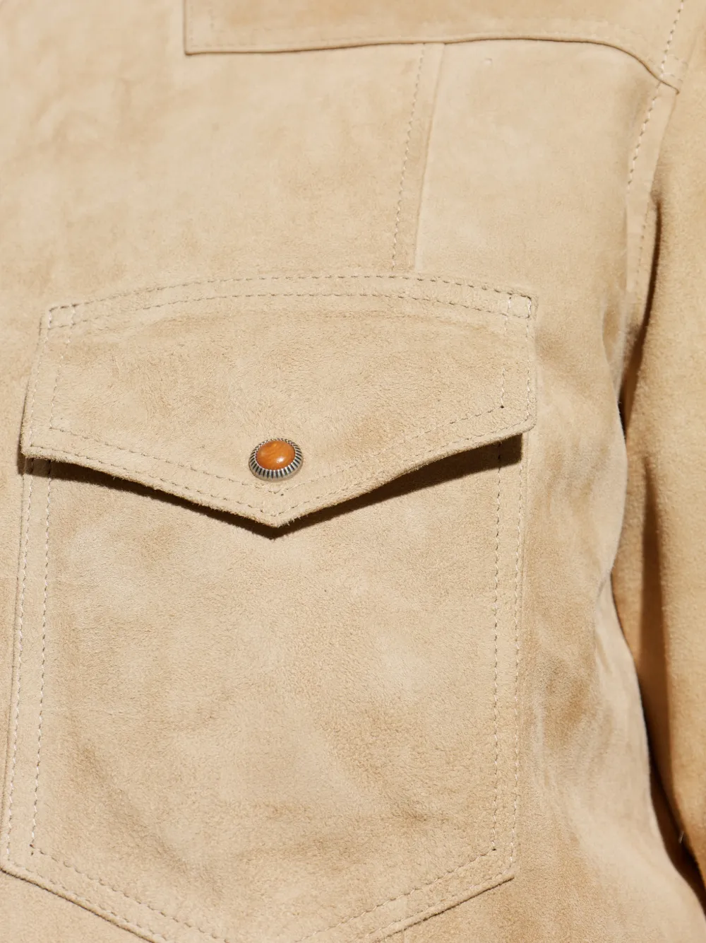 Flap-Pocket Suede Shirt
